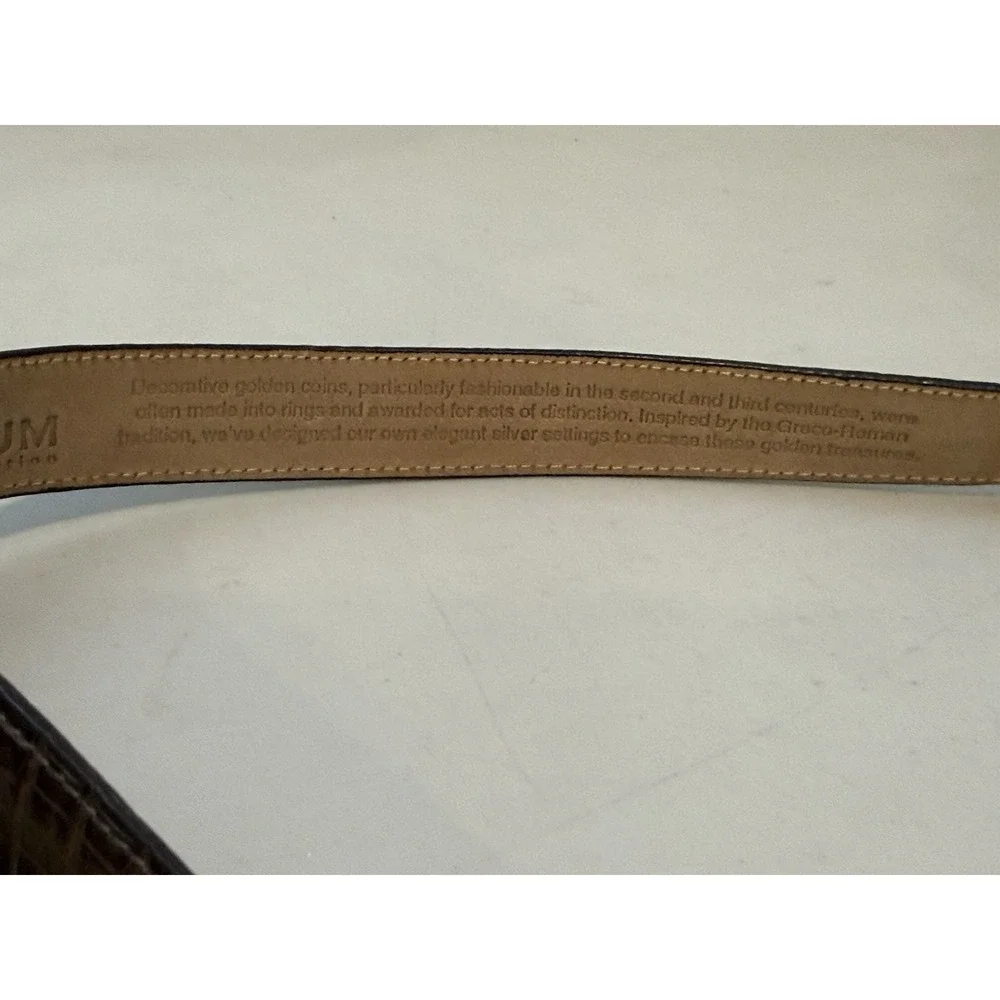 VTG Brighton Museum Collection Brown Leather Belt Greco Roman‎ Coin Med 33